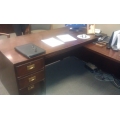 Dark Cherry Real Wood L-Suite w/ Credenza & Lateral